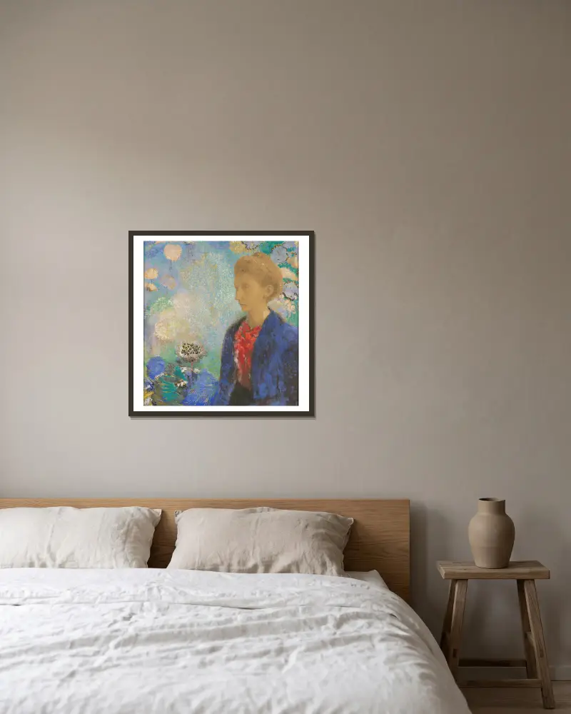 Baronne de Domecy av Odilon Redon inramad på en vägg
