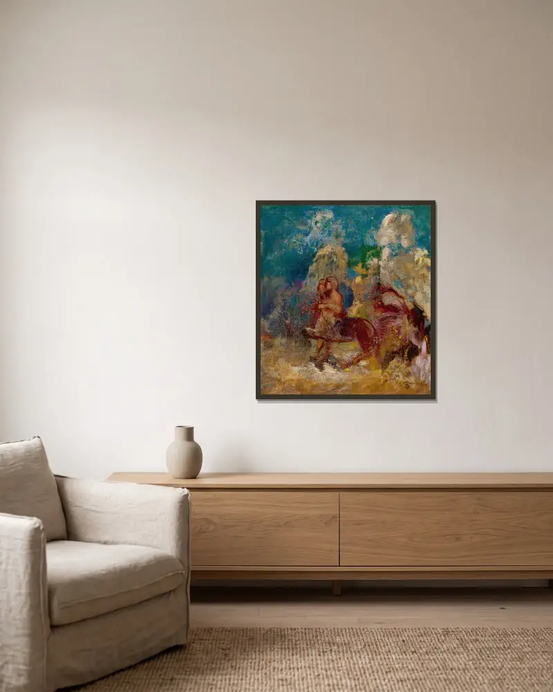 Centaures av Odilon Redon inramad på en vägg