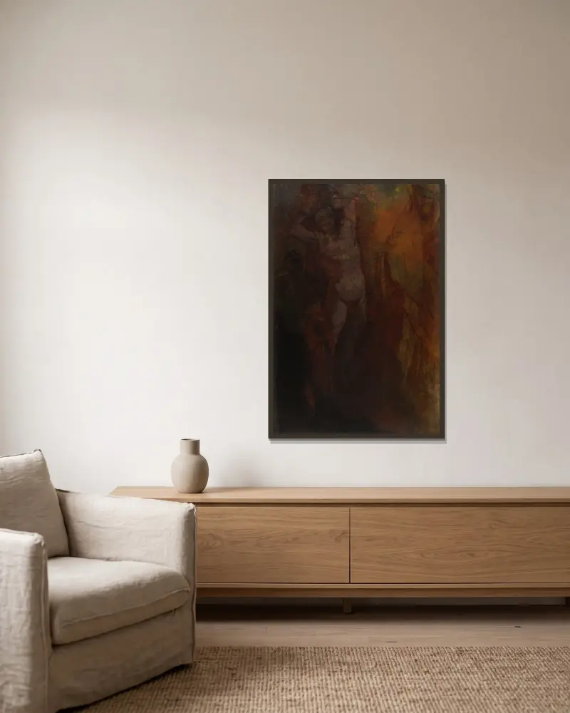Composition à trois personnages av Odilon Redon inramad på en vägg