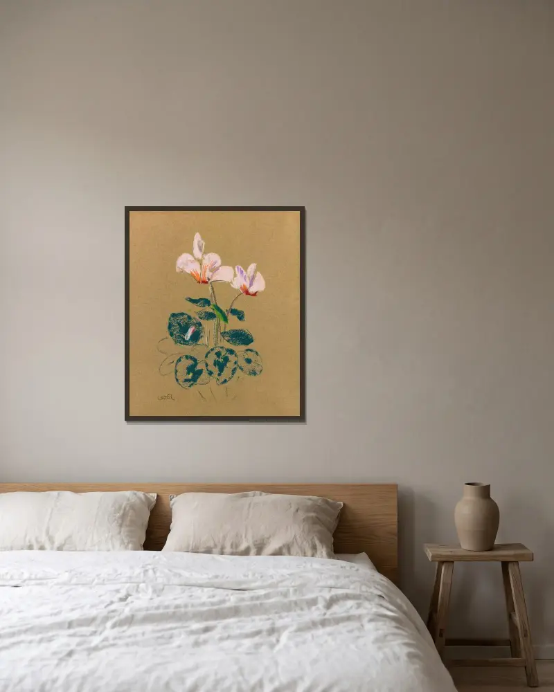 Cyclamen av Odilon Redon inramad på en vägg