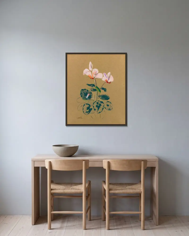 Cyclamen av Odilon Redon inramad på en vägg
