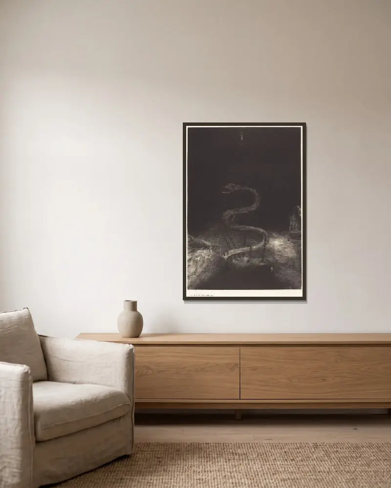Et le lia pour mille ans von Odilon Redon gerahmt an einer Wand