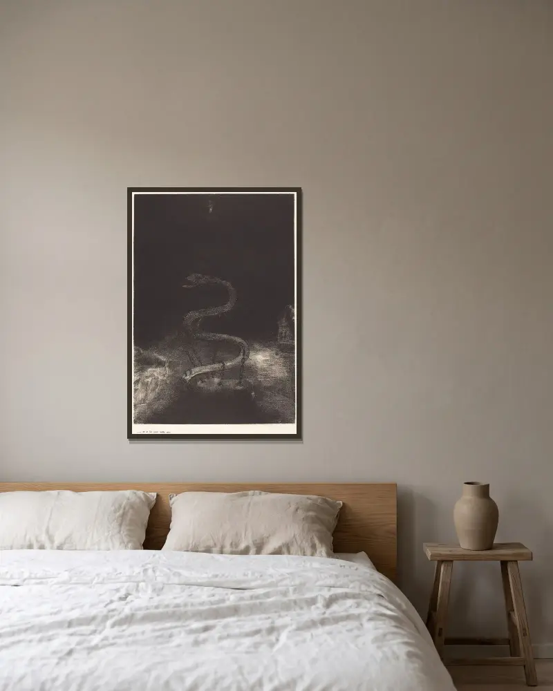 Et le lia pour mille ans von Odilon Redon gerahmt an einer Wand