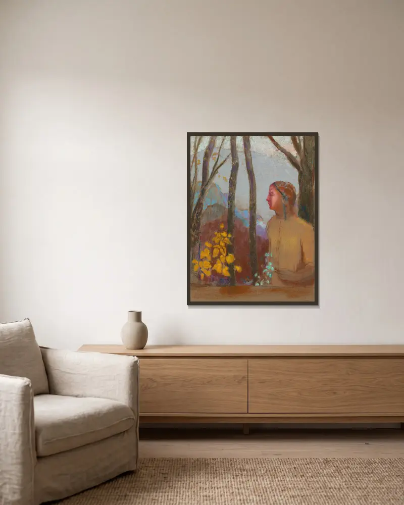 Vzývání (Žena na hoře), Odilon Redon v rámu na stěně