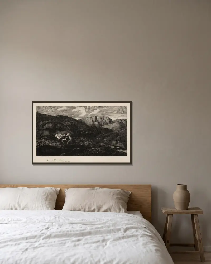 Fear av Odilon Redon inramad på en vägg