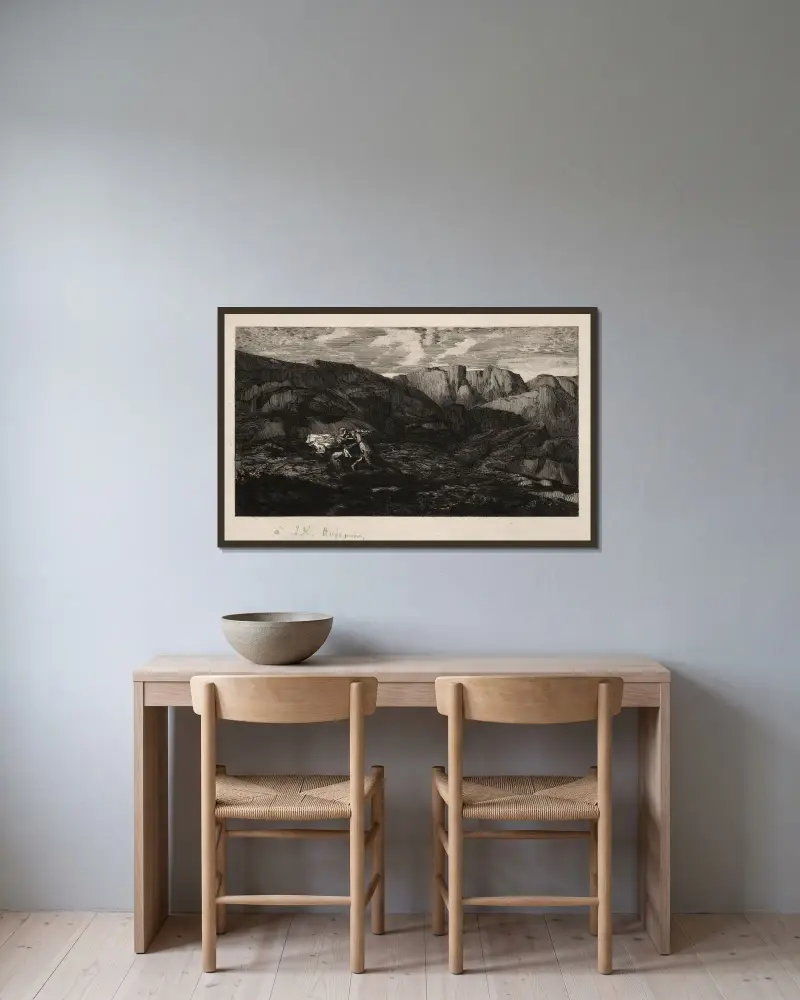 Fear av Odilon Redon inramad på en vägg