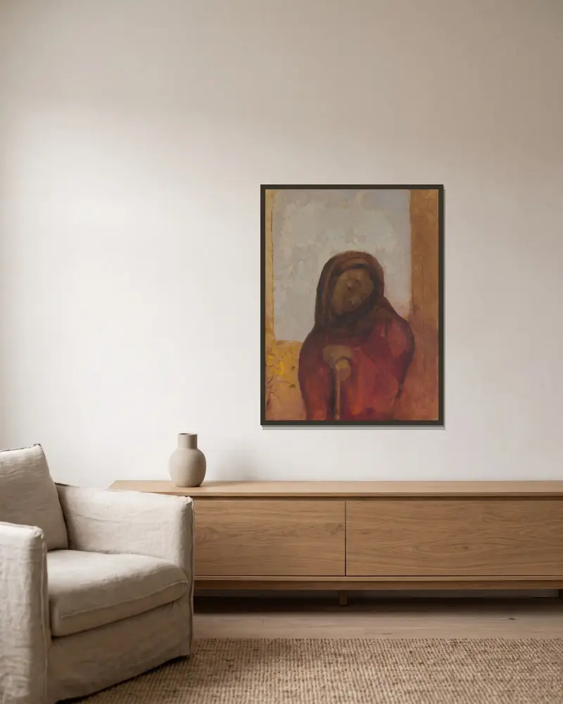 Förtvivlan, även kallad Lidandet av Odilon Redon inramad på en vägg