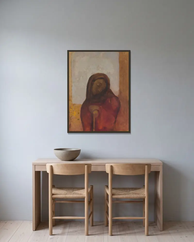 Förtvivlan, även kallad Lidandet av Odilon Redon inramad på en vägg
