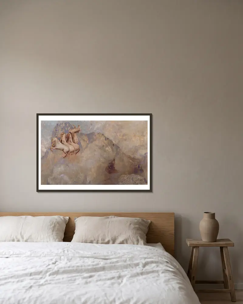Le char du Soleil av Odilon Redon inramad på en vägg