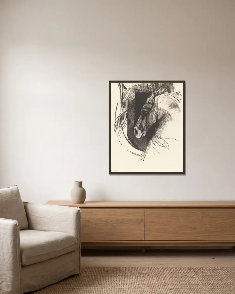 Der Renner von Odilon Redon gerahmt an einer Wand