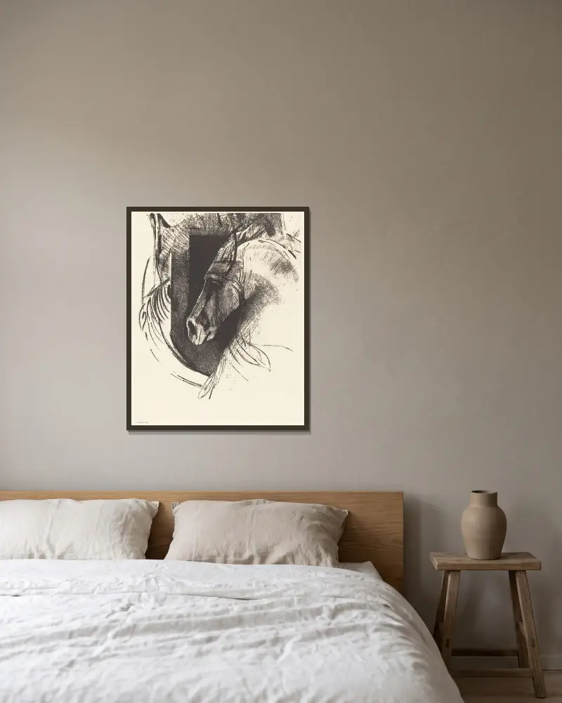 Der Renner von Odilon Redon gerahmt an einer Wand