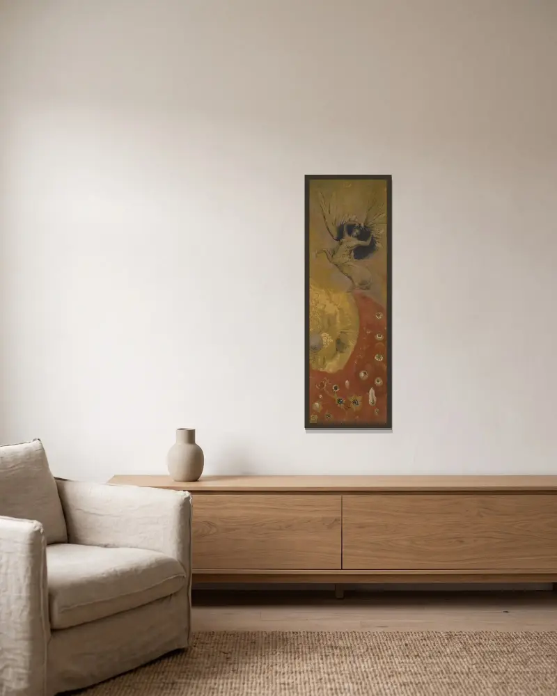Le monde des chimères av Odilon Redon inramad på en vägg