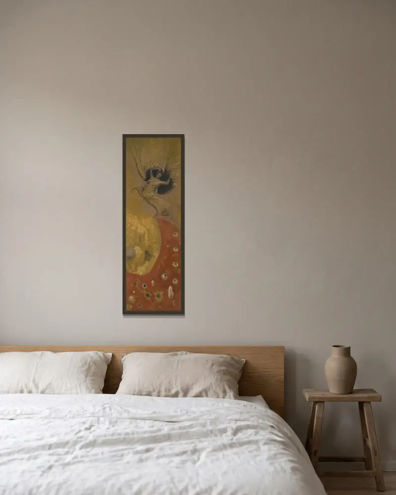 Le monde des chimères av Odilon Redon inramad på en vägg