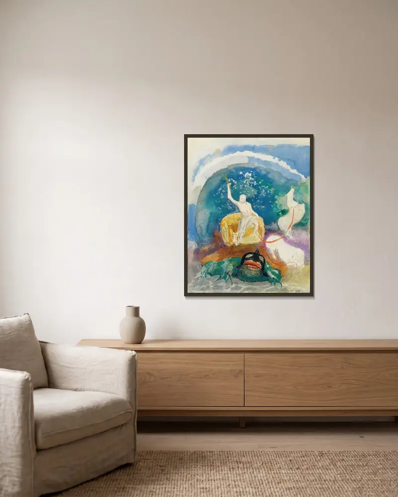 Zelená bestie (Apollón jedoucí na pythonském hadu), Odilon Redon v rámu na stěně