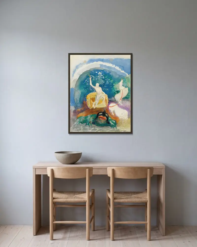 Zelená bestie (Apollón jedoucí na pythonském hadu), Odilon Redon v rámu na stěně