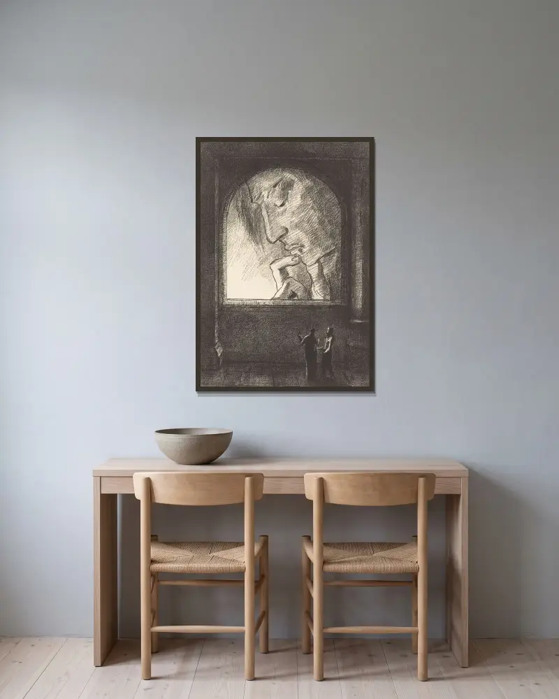 Lumiere (Light) av Odilon Redon inramad på en vägg