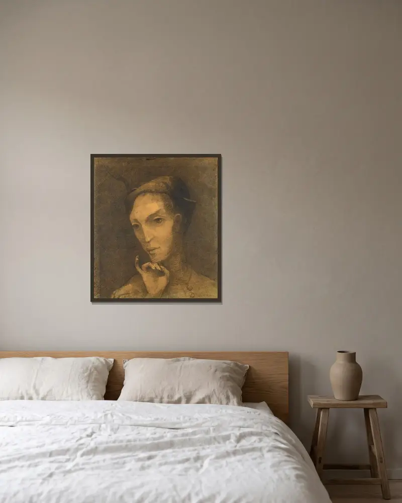 Mephistopheles av Odilon Redon inramad på en vägg