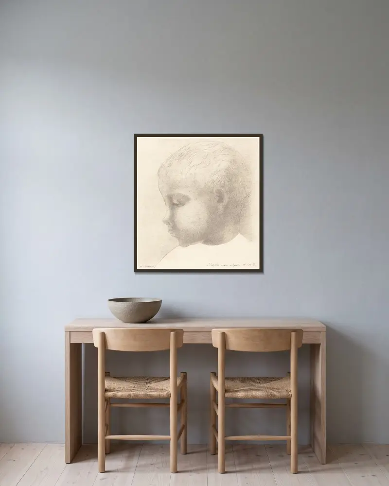 Mon Enfant (My Child) av Odilon Redon inramad på en vägg