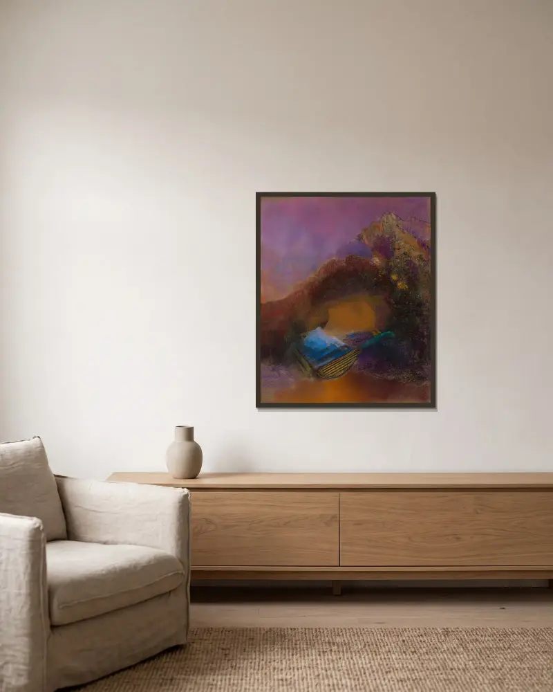 Orpheus av Odilon Redon inramad på en vägg