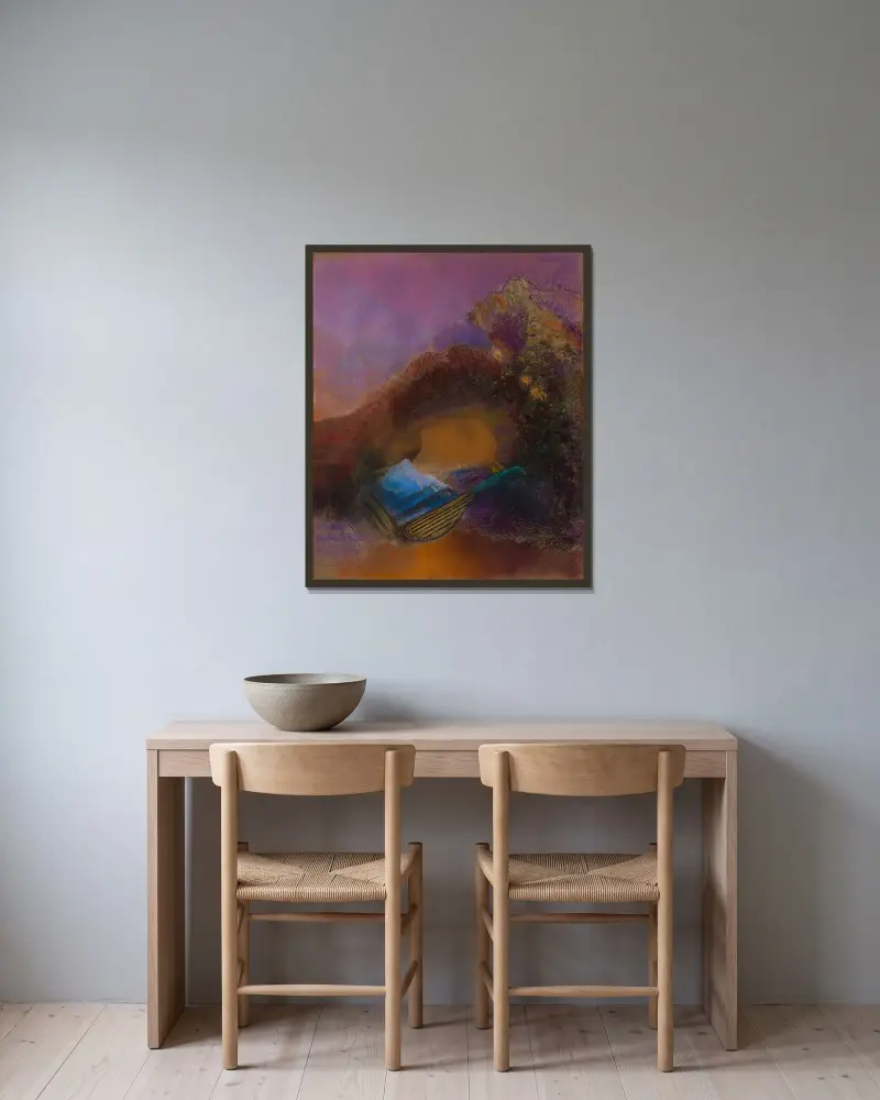 Orpheus av Odilon Redon inramad på en vägg
