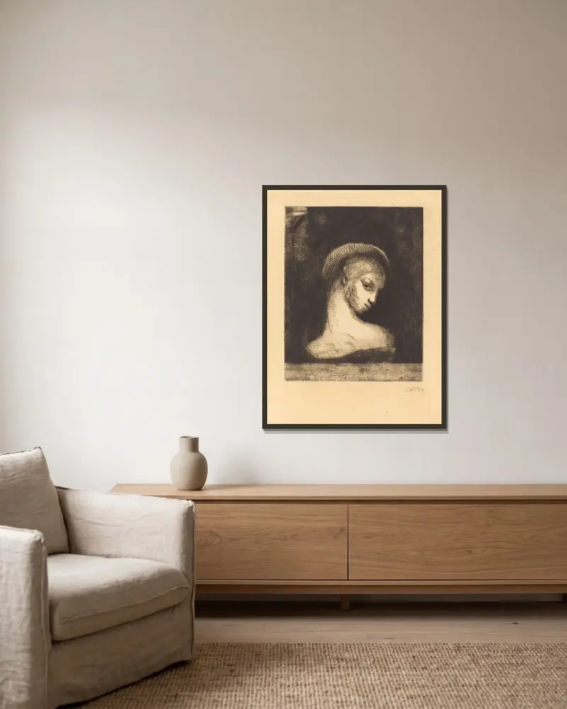 Perversite (Perversity) av Odilon Redon inramad på en vägg