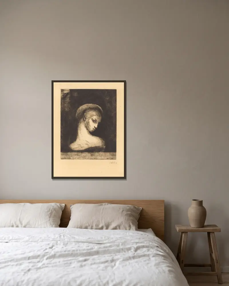 Perversite (Perversity) av Odilon Redon inramad på en vägg