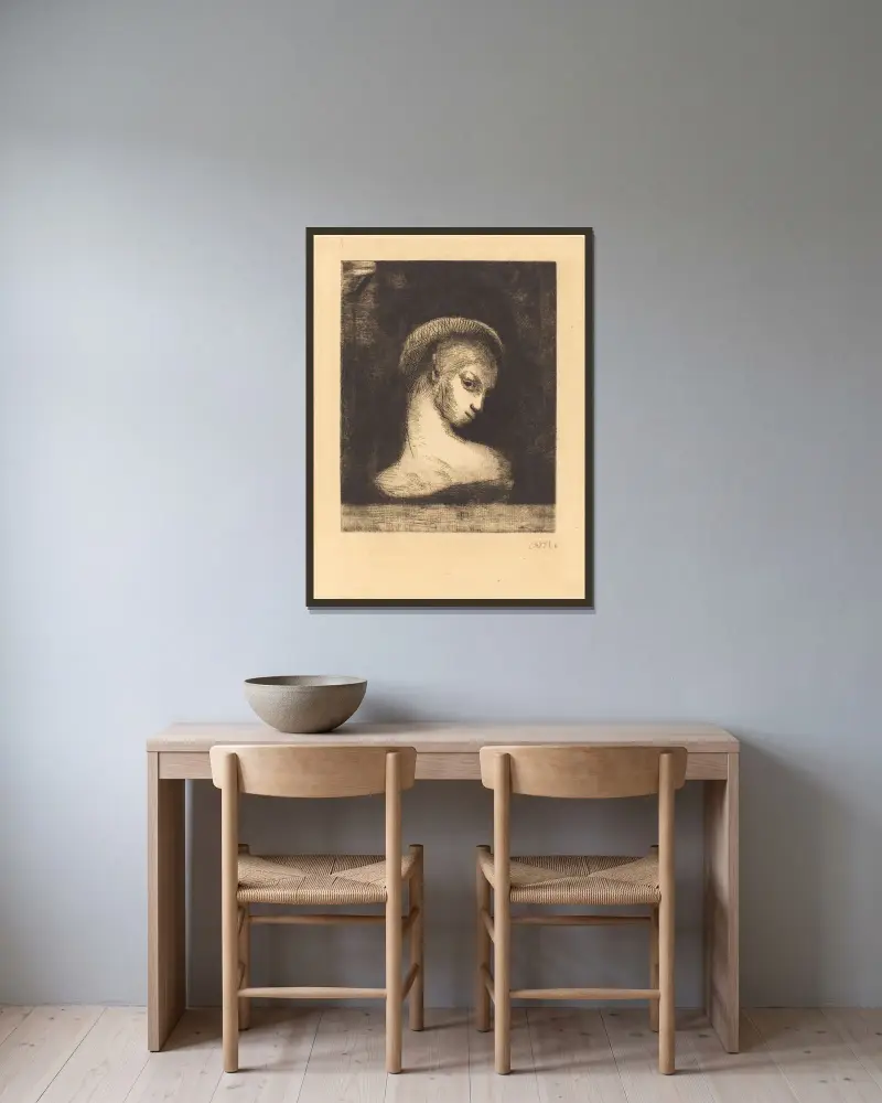 Perversite (Perversity) av Odilon Redon inramad på en vägg