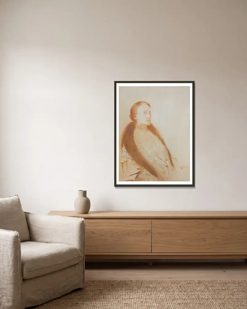 Portrait of A.M.L. Bonger-van der Linden av Odilon Redon inramad på en vägg