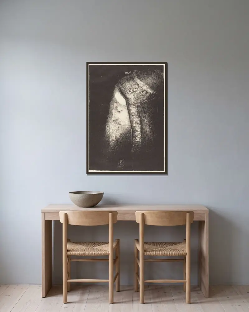 Profil de lumiere (Profile of light) av Odilon Redon inramad på en vägg