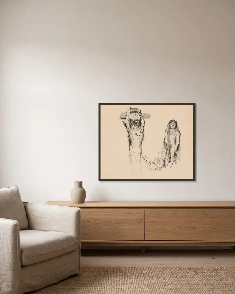 Svatý Antonín a dvě pokušitelky, Odilon Redon v rámu na stěně