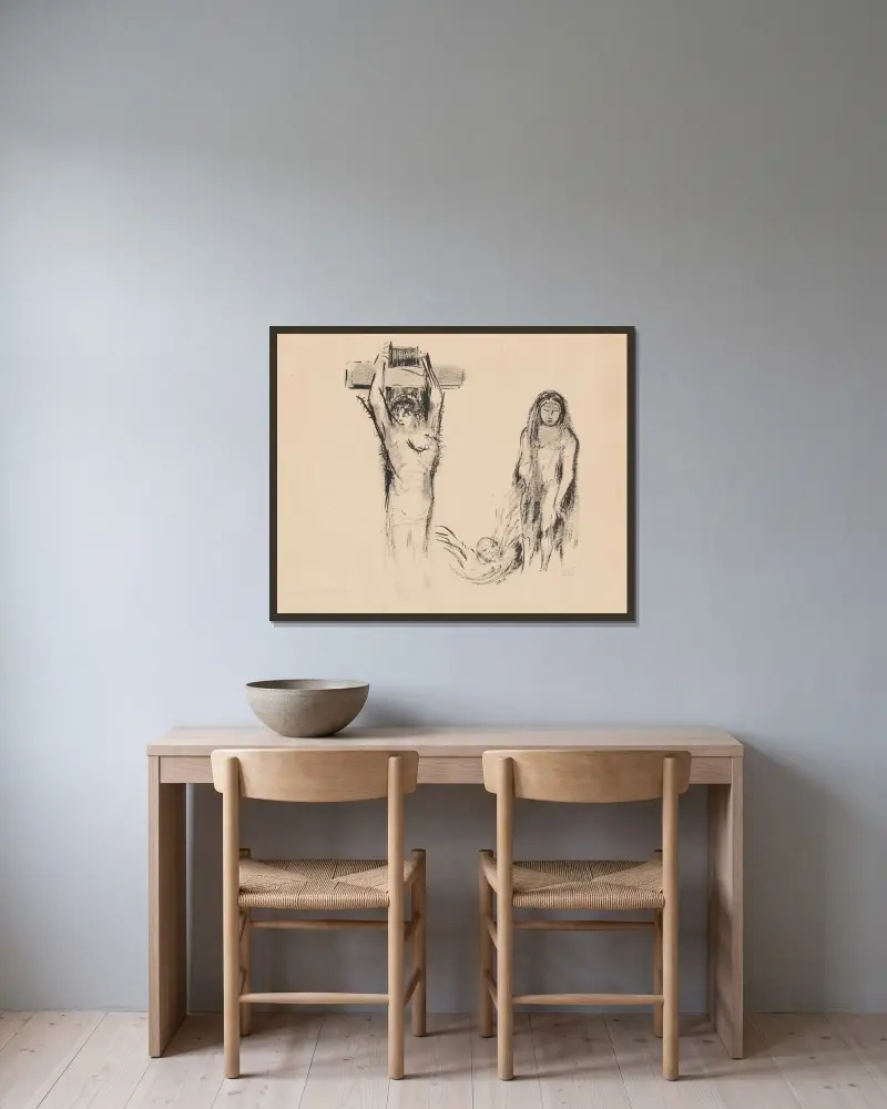 Svatý Antonín a dvě pokušitelky, Odilon Redon v rámu na stěně