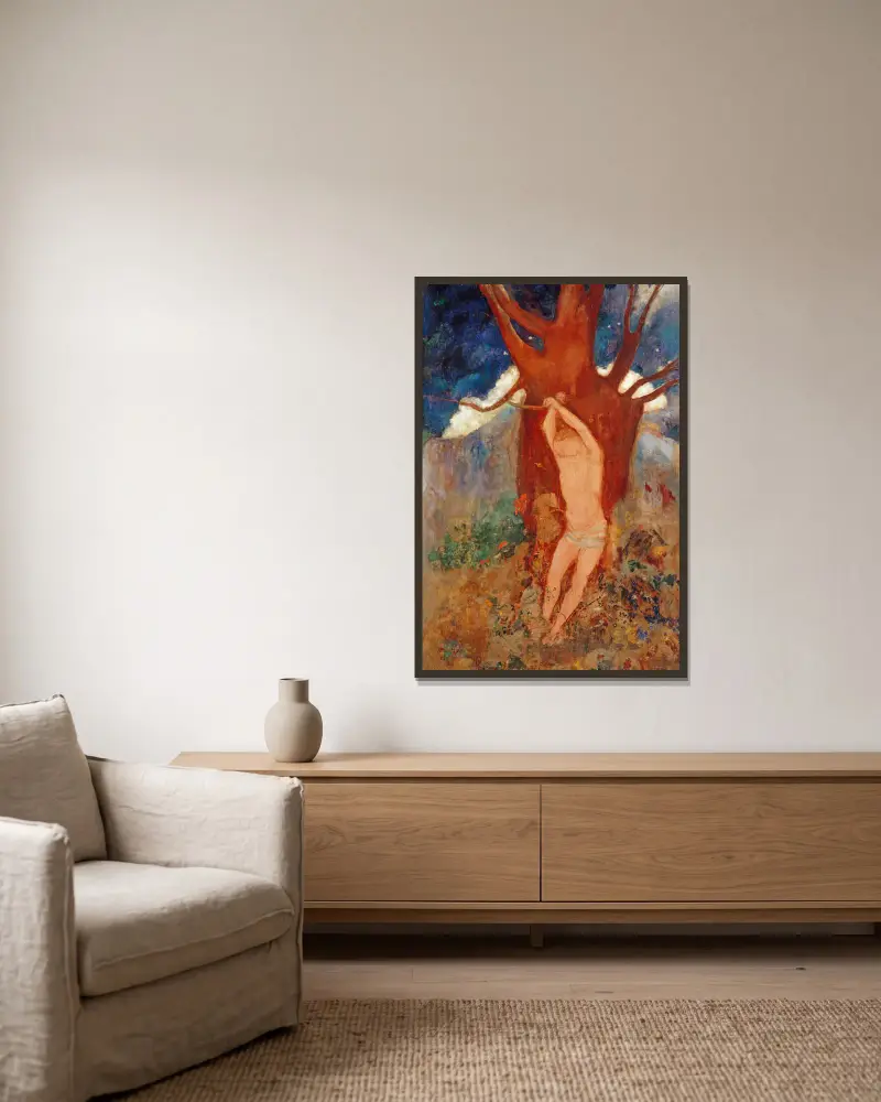 Der heilige Sebastian von Odilon Redon gerahmt an einer Wand
