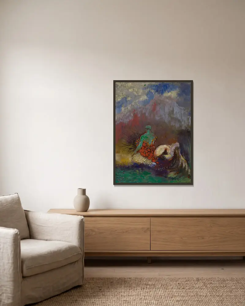 Siren av Odilon Redon inramad på en vägg