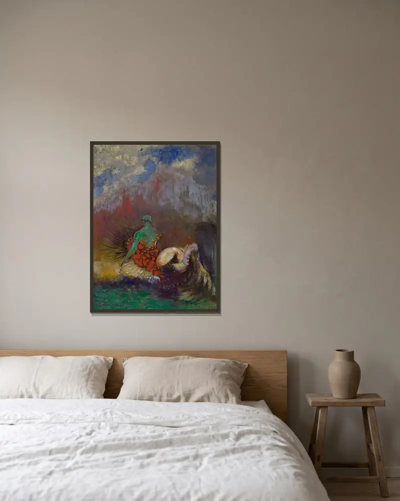 Siren av Odilon Redon inramad på en vägg