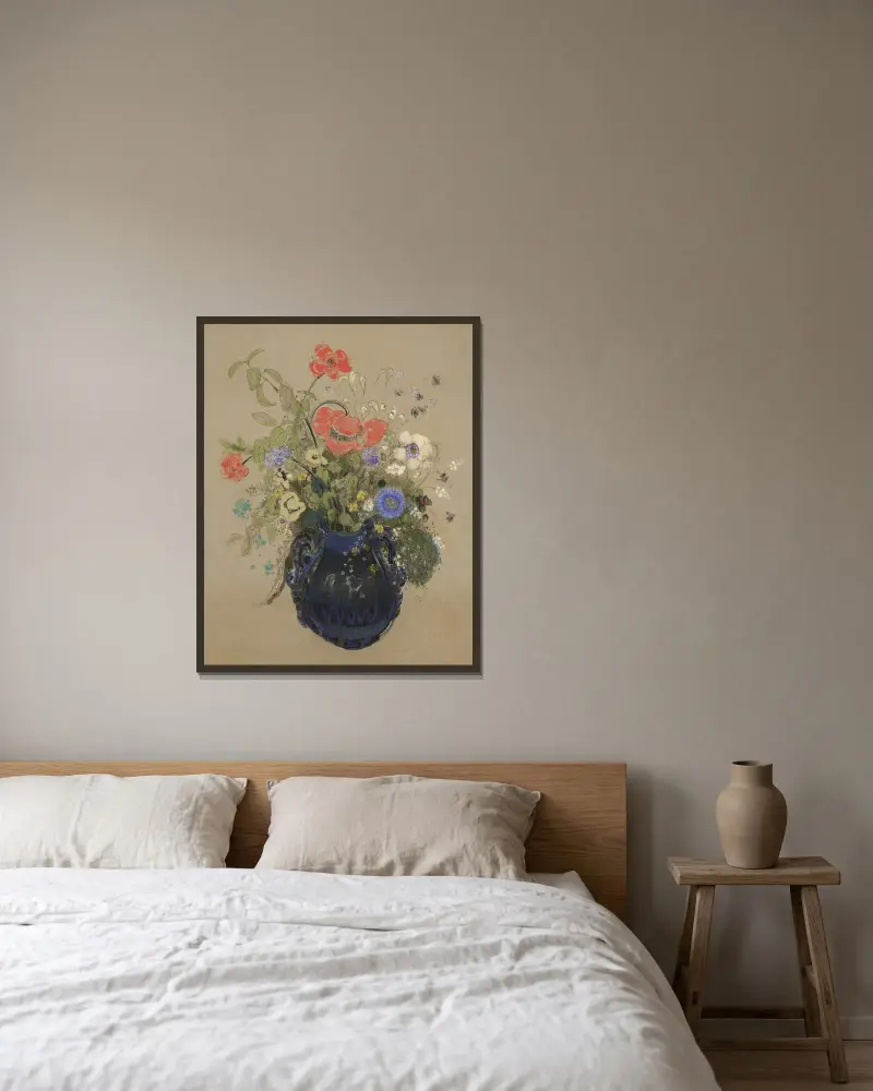 Blumenvase, 1905 von Odilon Redon gerahmt an einer Wand