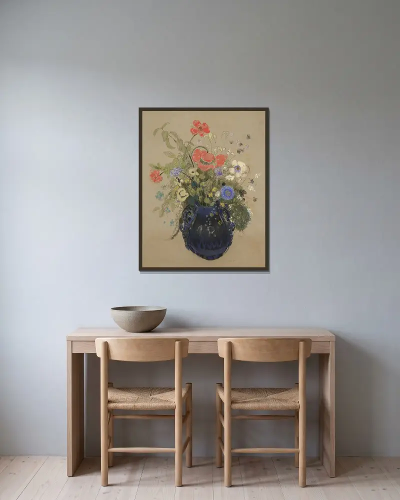 Blumenvase, 1905 von Odilon Redon gerahmt an einer Wand