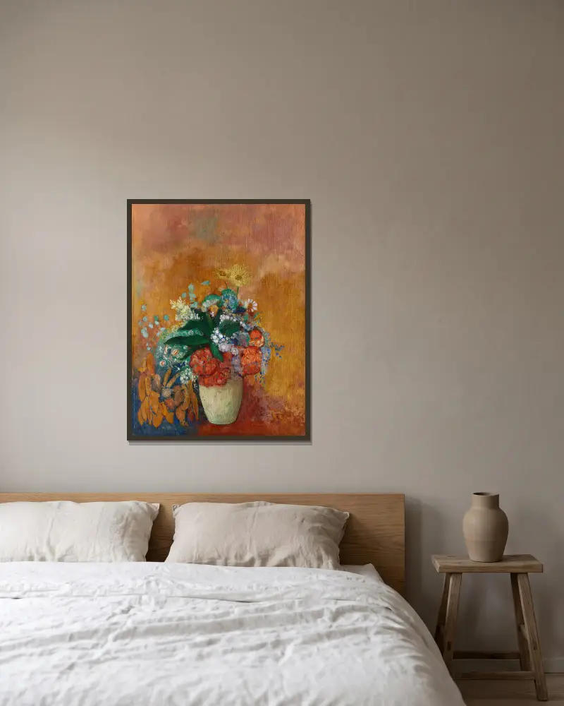Blumenstilleben, 1905 von Odilon Redon gerahmt an einer Wand