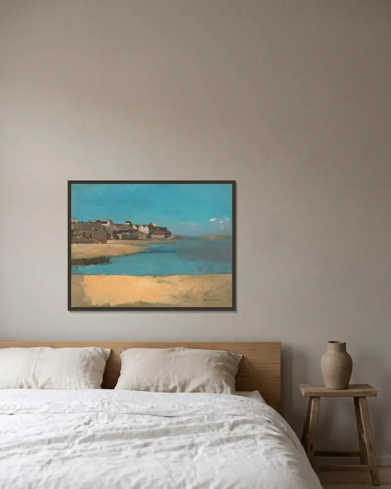 By vid havet i Bretagne av Odilon Redon inramad på en vägg