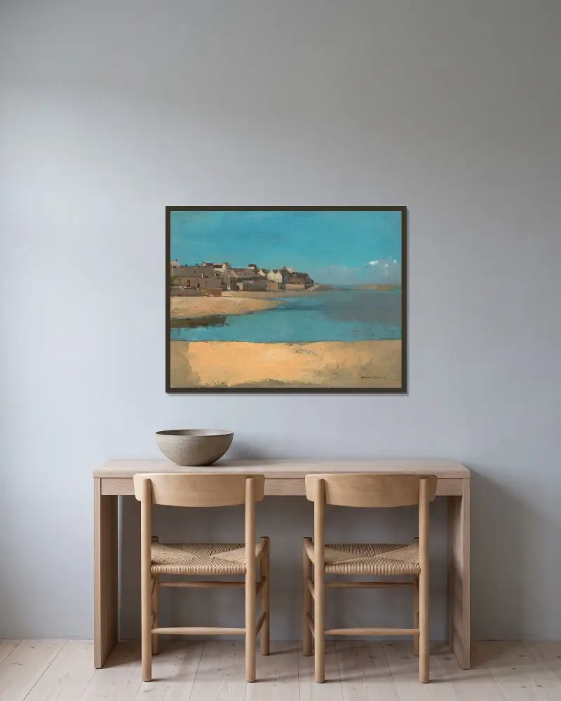 By vid havet i Bretagne av Odilon Redon inramad på en vägg