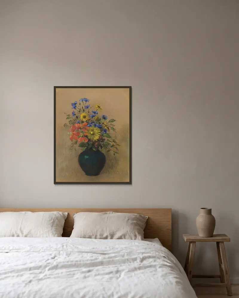 Wildflowers av Odilon Redon inramad på en vägg