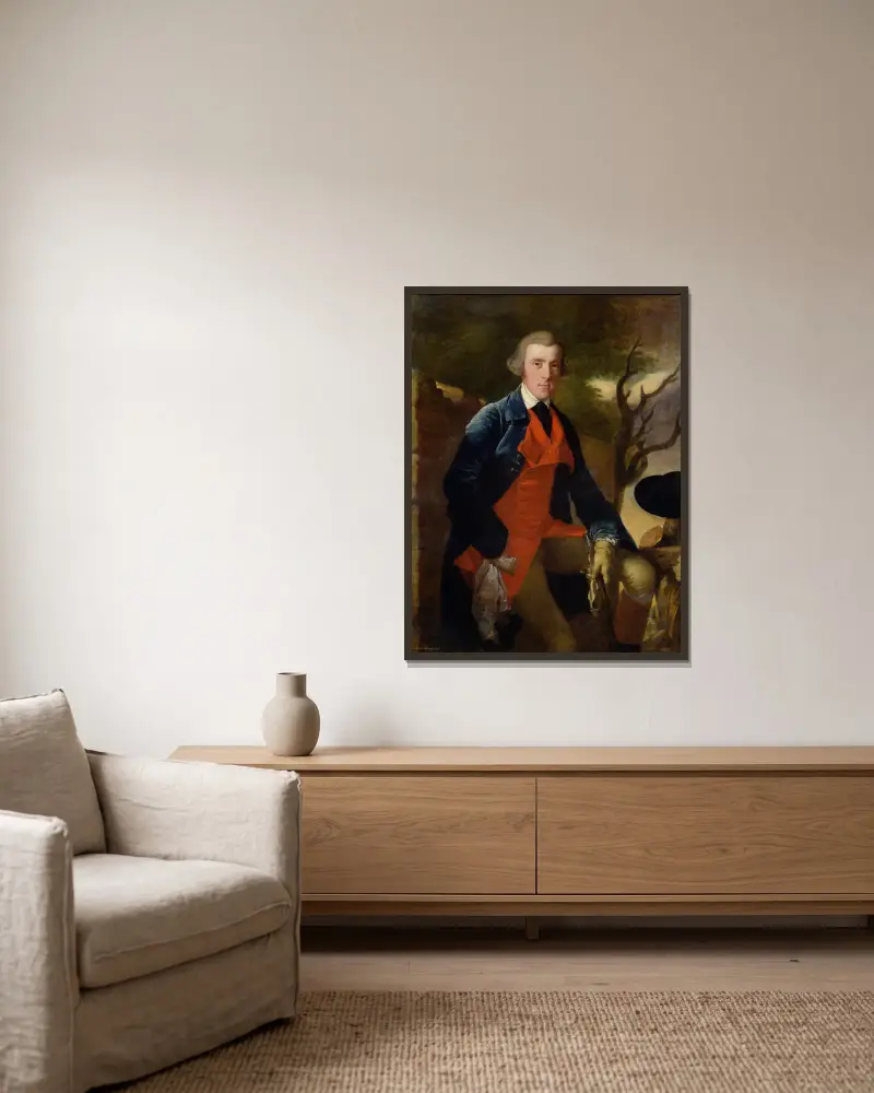 Edward Becher Leacroft från Wirksworth av Joseph Wright of Derby inramad på en vägg