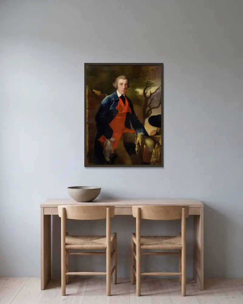 Edward Becher Leacroft från Wirksworth av Joseph Wright of Derby inramad på en vägg