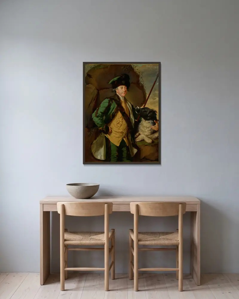 John Whetham av Kirklington av Joseph Wright of Derby inramad på en vägg