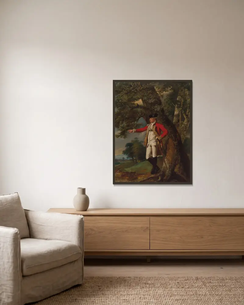 Porträt von Oberst Charles Heathcote von Joseph Wright of Derby gerahmt an einer Wand