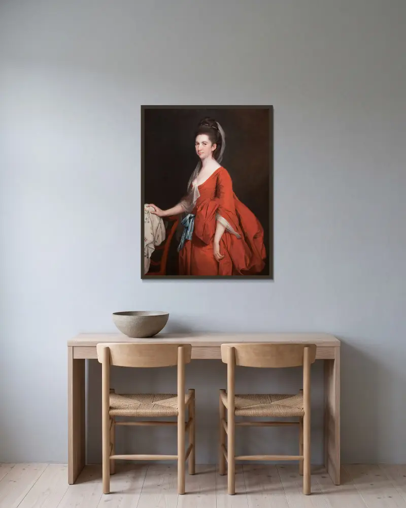Porträtt av Dorothy Beridge, född Gladwin av Joseph Wright of Derby inramad på en vägg