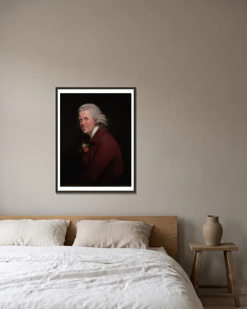 Porträtt av gamle John, hovmästare på King's Head Inn i Derby av Joseph Wright of Derby inramad på en vägg