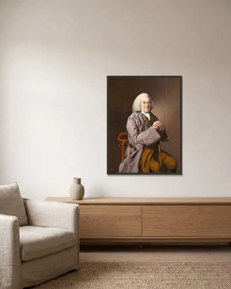 Richard Gildart av Joseph Wright of Derby inramad på en vägg