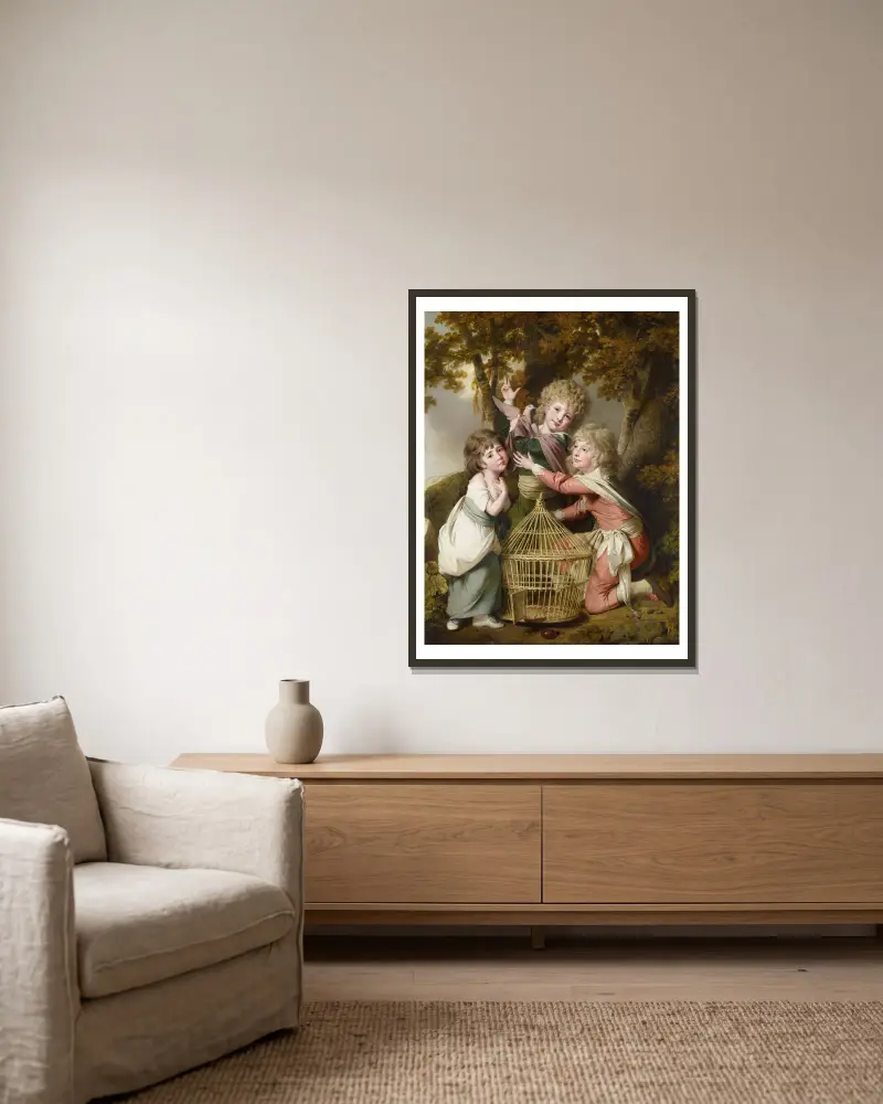 Die Synnot-Kinder von Joseph Wright of Derby gerahmt an einer Wand