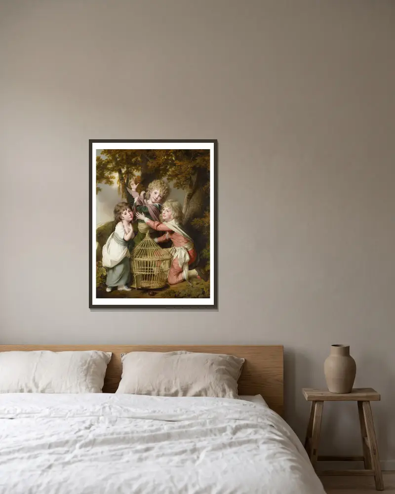 Die Synnot-Kinder von Joseph Wright of Derby gerahmt an einer Wand