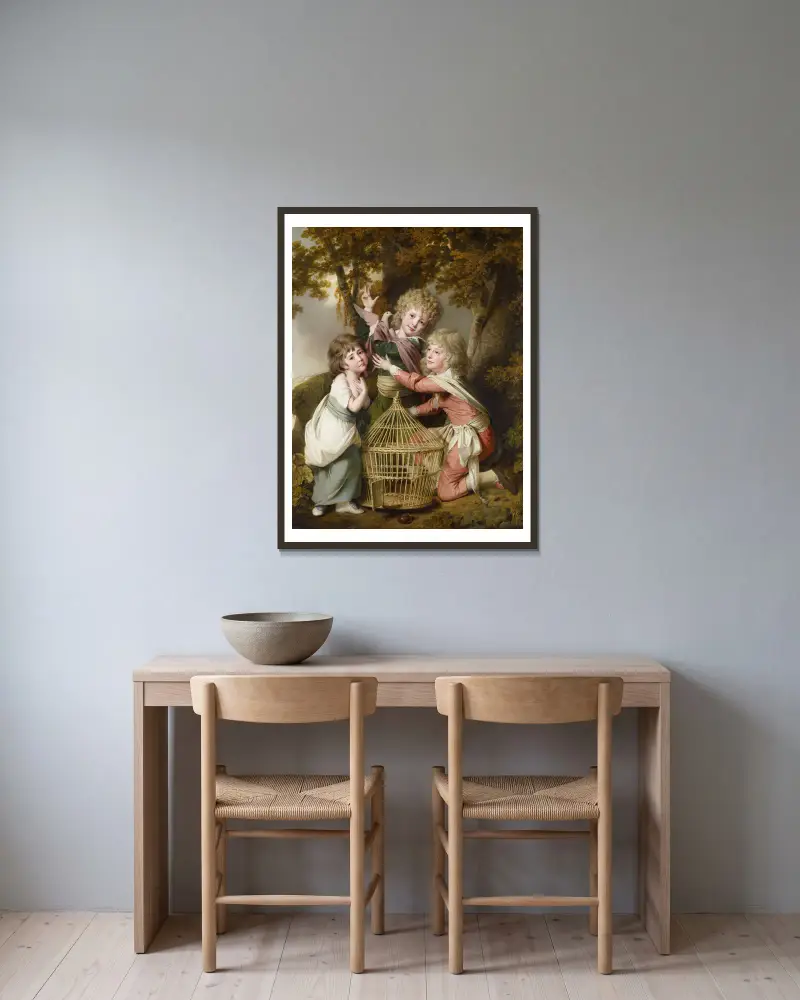 Die Synnot-Kinder von Joseph Wright of Derby gerahmt an einer Wand